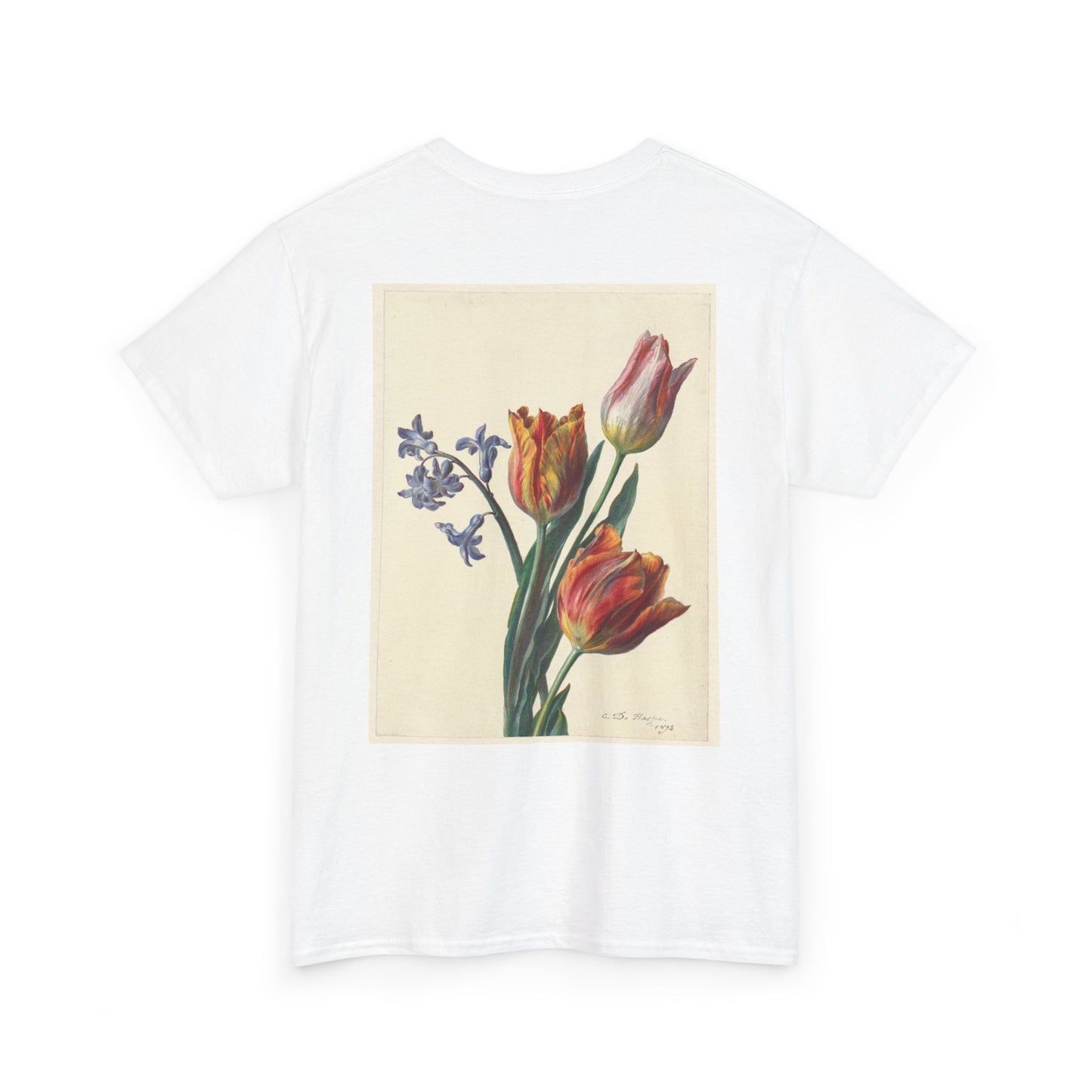 Butterfly and Tulip Graphic Unisex Heavy Cotton Tee - Nature Inspired Fashion