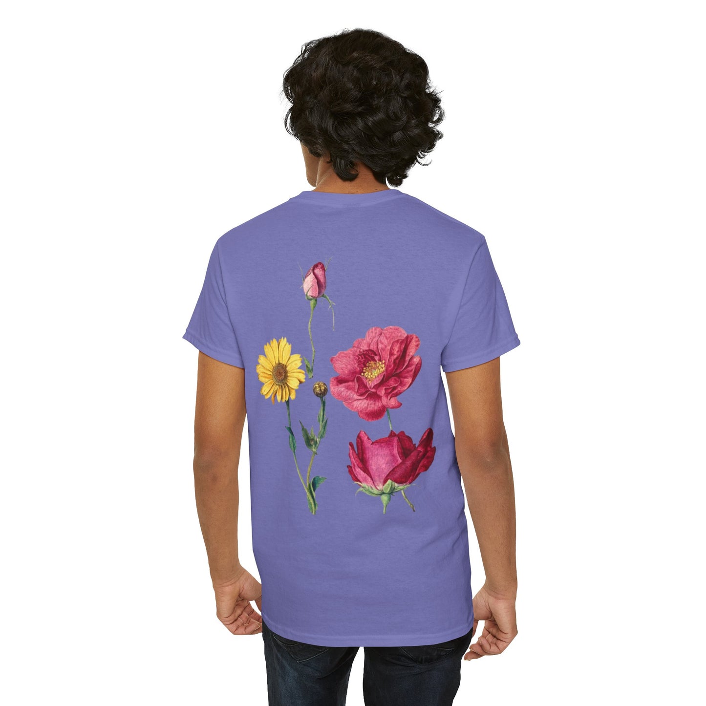 Butterfly & Floral Unisex Heavy Cotton Tee - Nature-Inspired Casual Wear