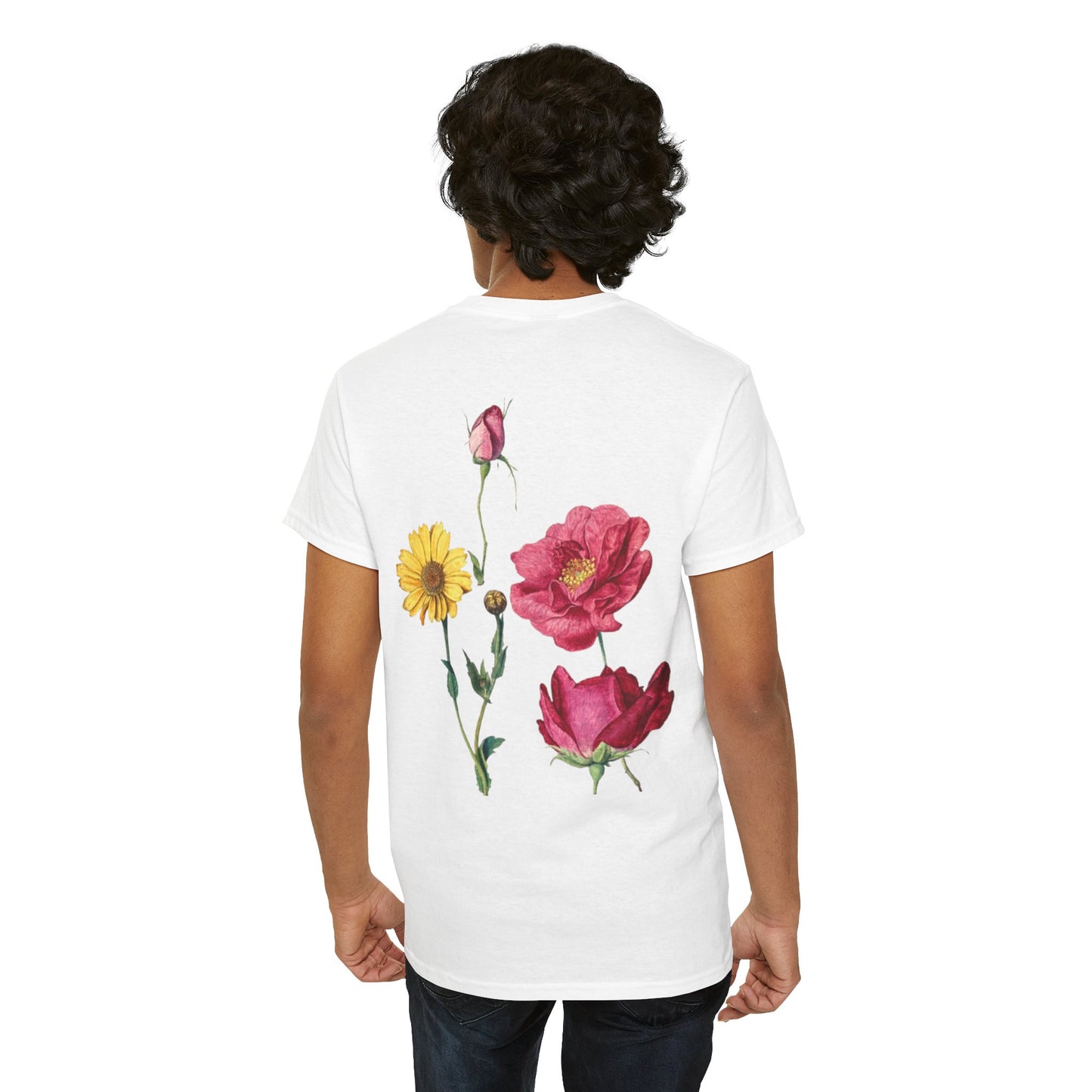 Butterfly & Floral Unisex Heavy Cotton Tee - Nature-Inspired Casual Wear