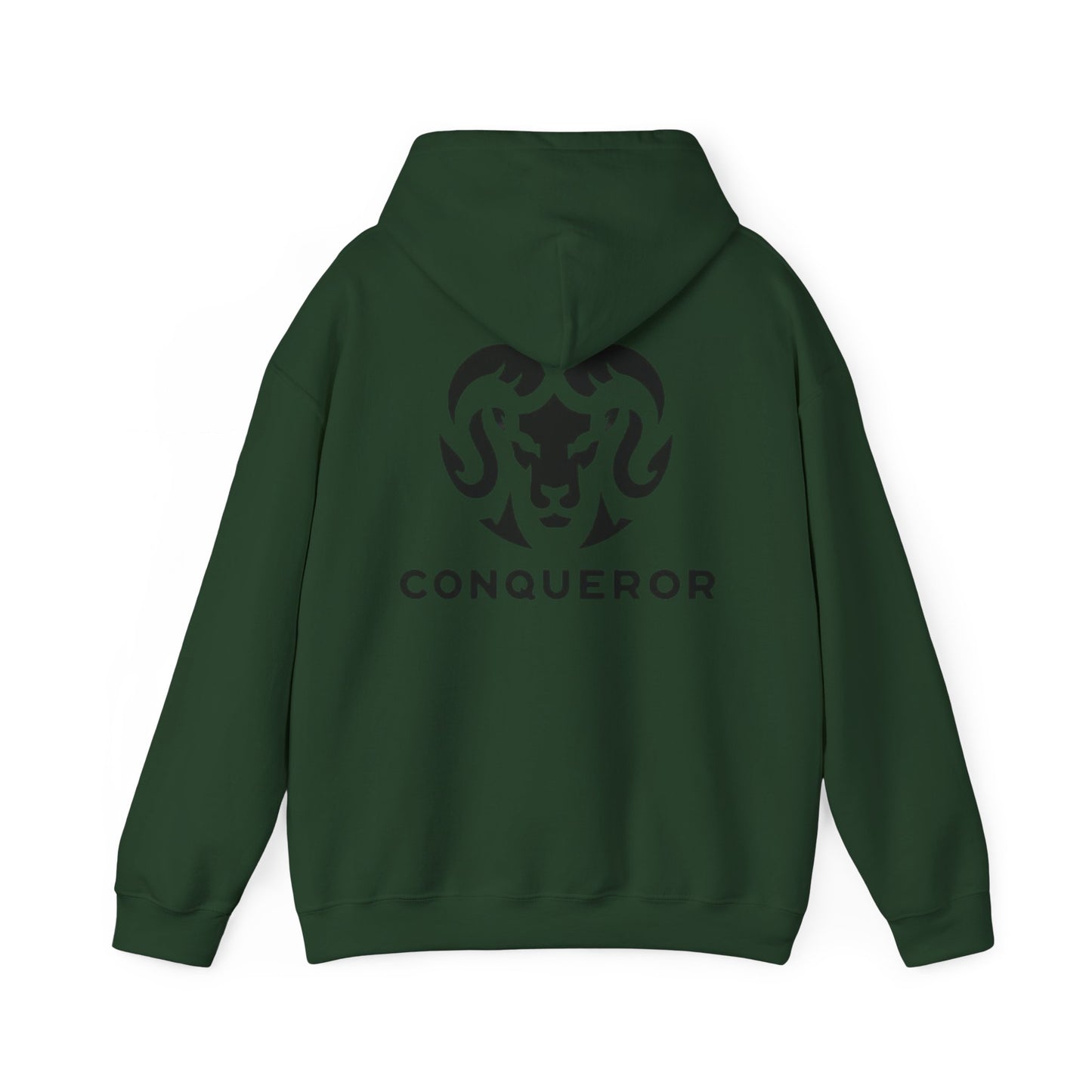 Conqueror Unisex Hoodie - Heavy Blend Sweatshirt with Bold Red Print