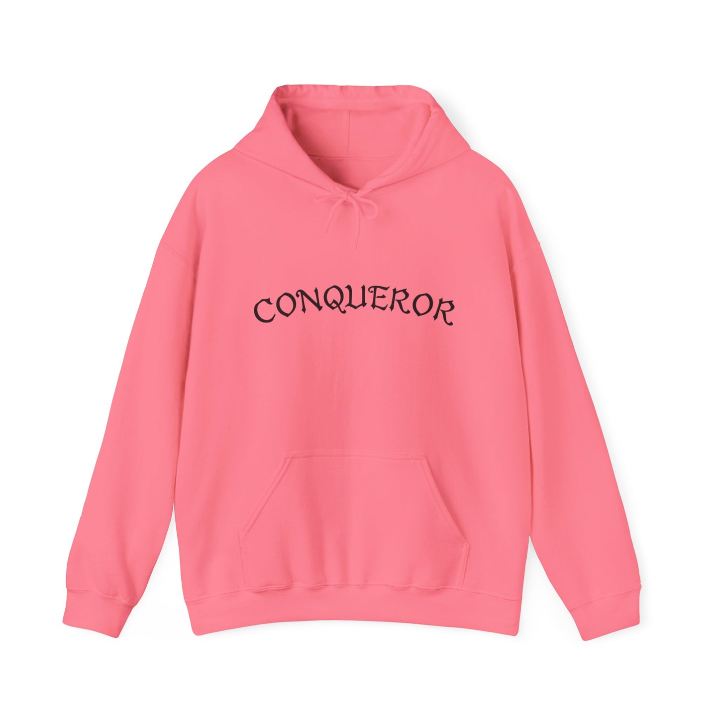 Conqueror Unisex Hoodie - Heavy Blend Sweatshirt with Bold Red Print