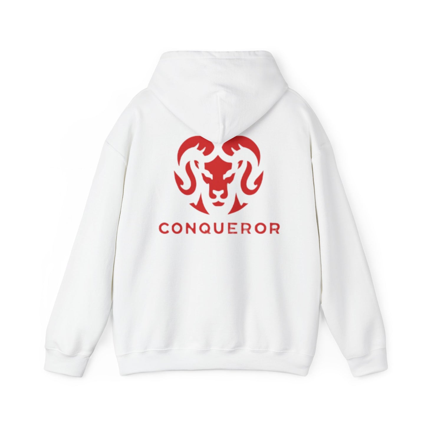 Conqueror Unisex Hoodie - Heavy Blend Sweatshirt with Bold Red Print