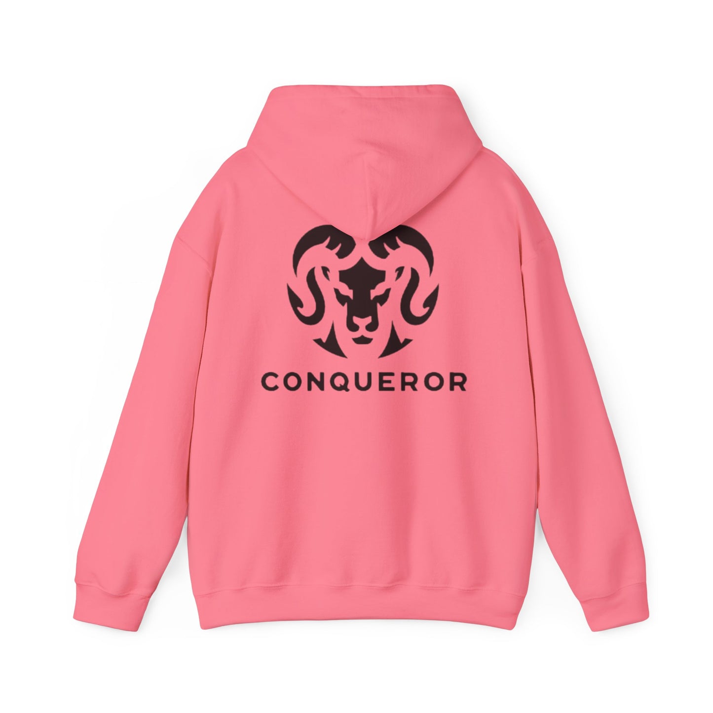 Conqueror Unisex Hoodie - Heavy Blend Sweatshirt with Bold Red Print