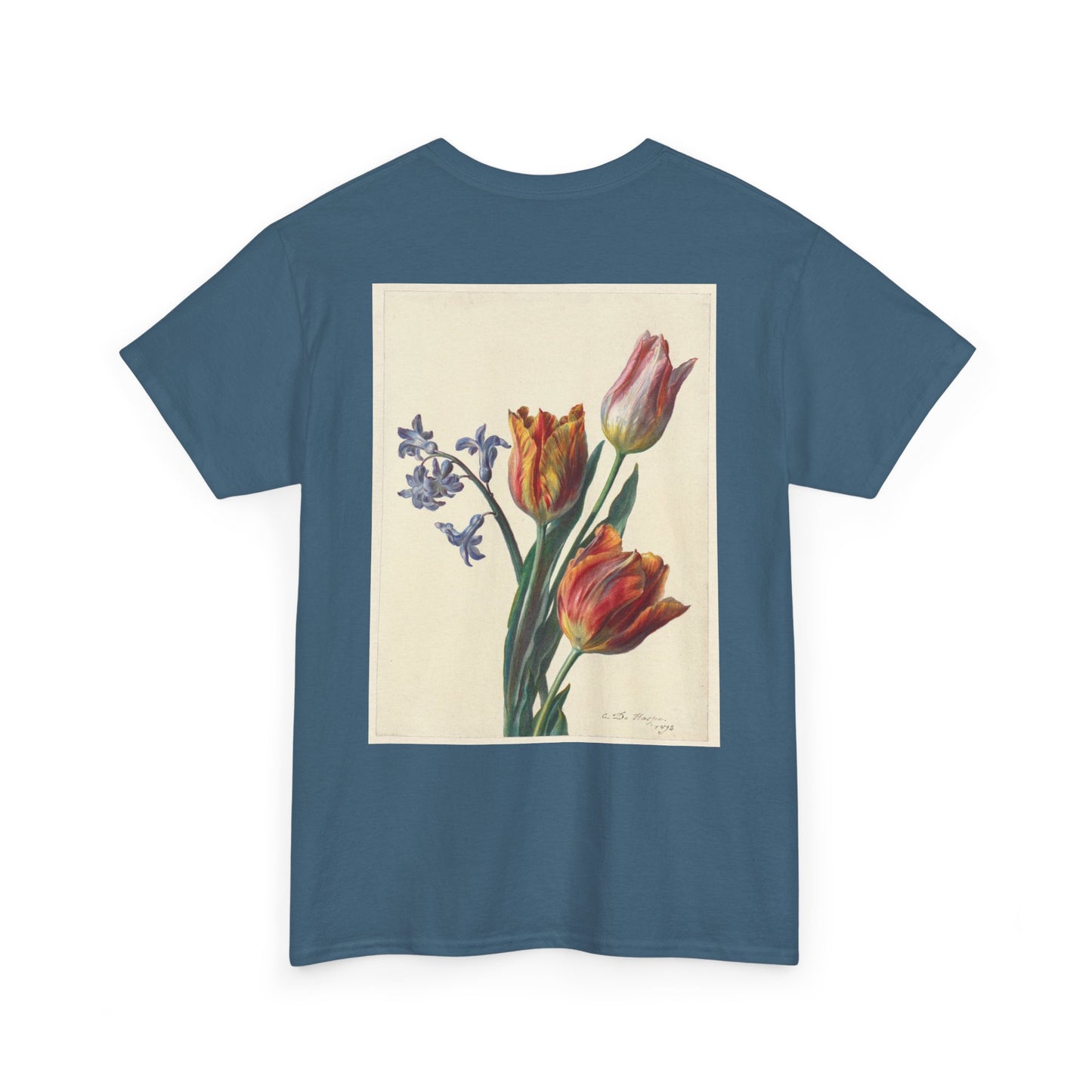 Butterfly and Tulip Graphic Unisex Heavy Cotton Tee - Nature Inspired Fashion