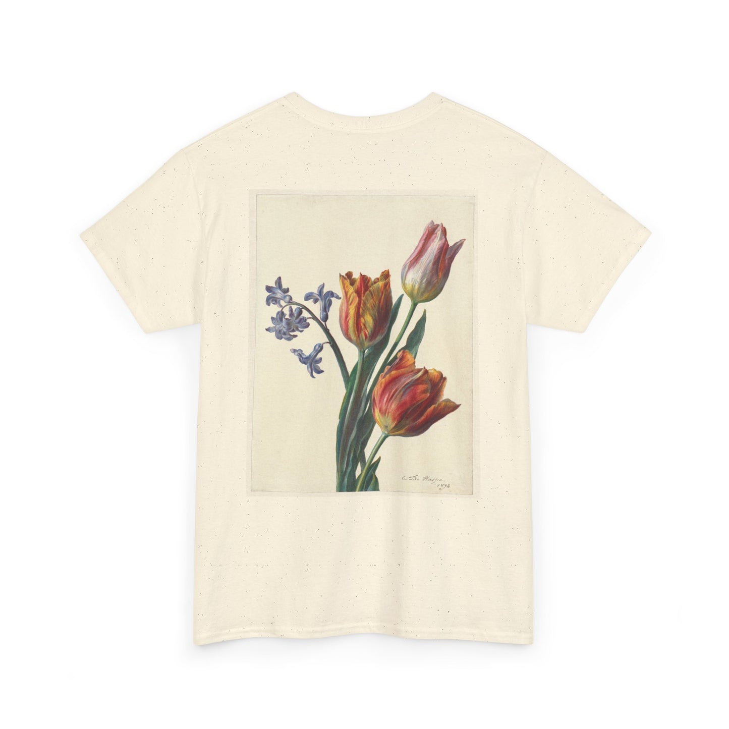 Butterfly and Tulip Graphic Unisex Heavy Cotton Tee - Nature Inspired Fashion