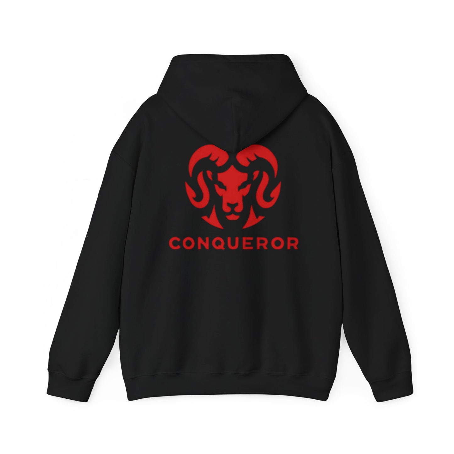 Conqueror Unisex Hoodie - Heavy Blend Sweatshirt with Bold Red Print