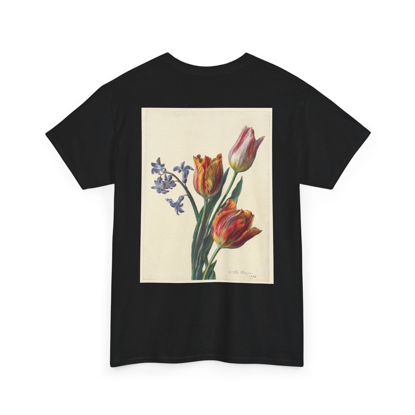 Butterfly and Tulip Graphic Unisex Heavy Cotton Tee - Nature Inspired Fashion